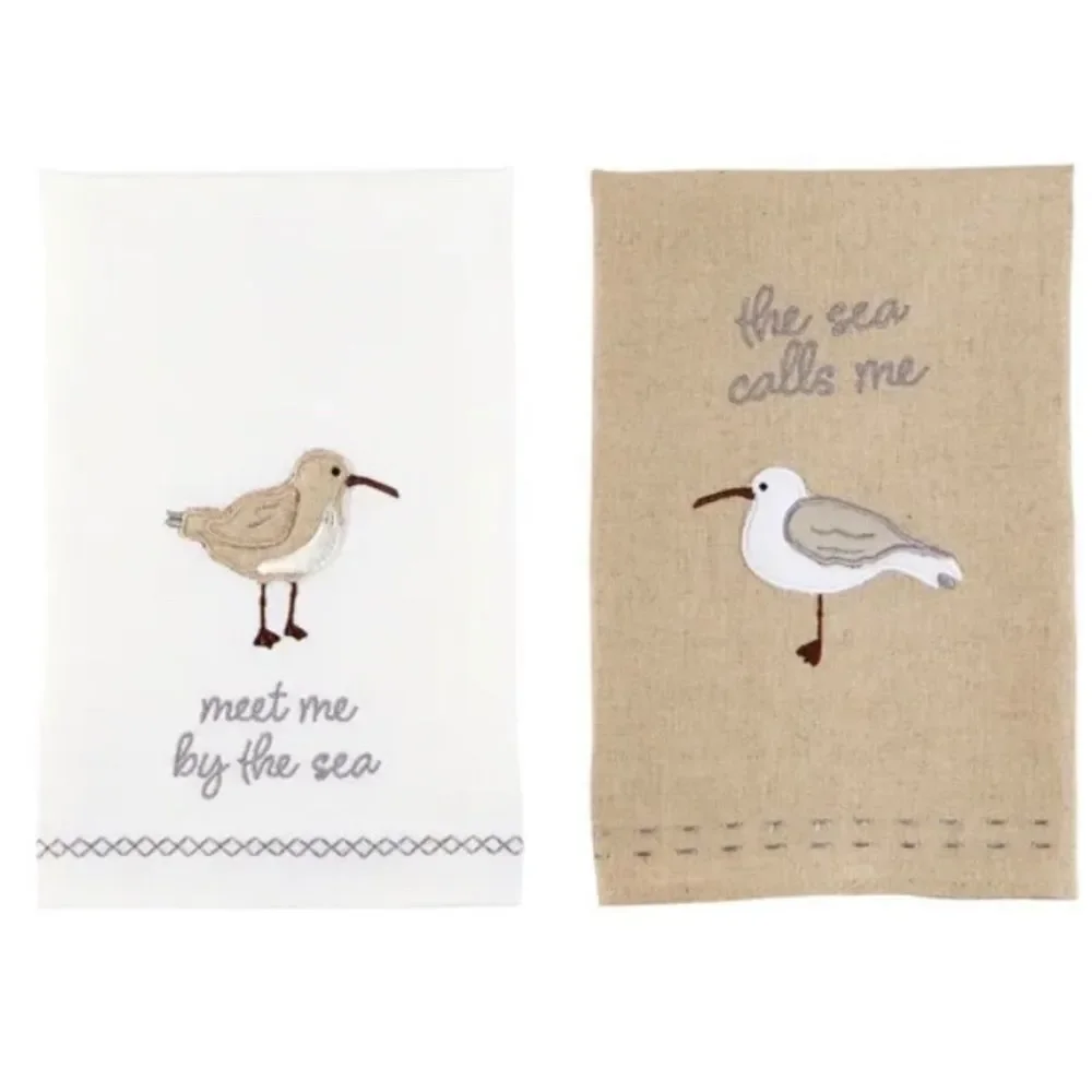 𝅺Mudpie Set of 2 Sea Shore Bird Hand Towels, NWT Beach House,‎ Summer  Decor